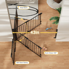 Cumbor | Safety Gate | No Bottom Bar | 29.2-43" | Black - aborderproducts