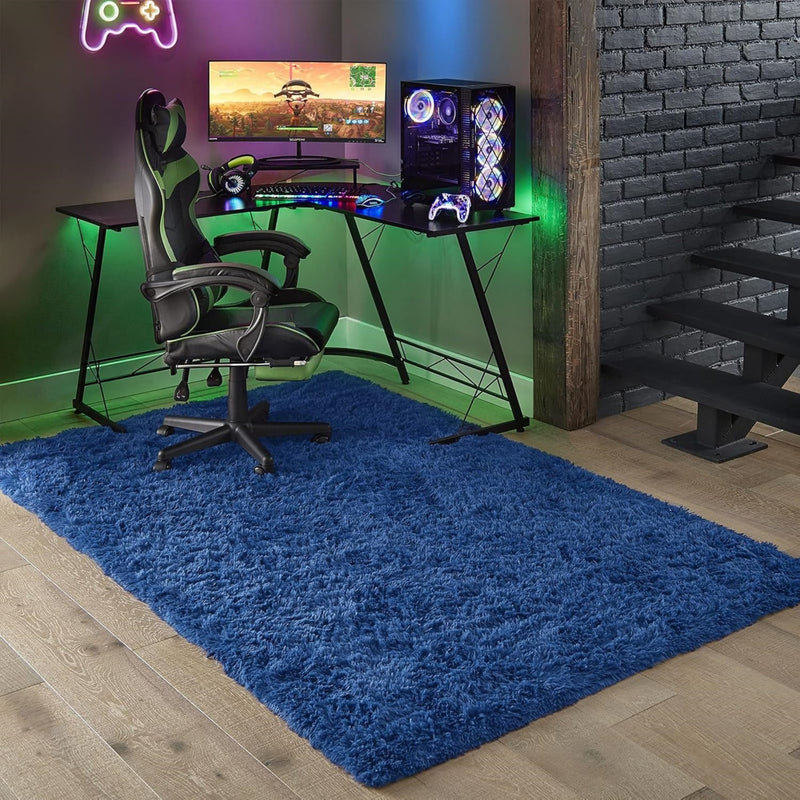Ophanie 4x6 Area Rug Non Slip Plush Shag Bedroom Living Room Carpet Royal Blue Soft Fluffy Floor Rug-zoom-