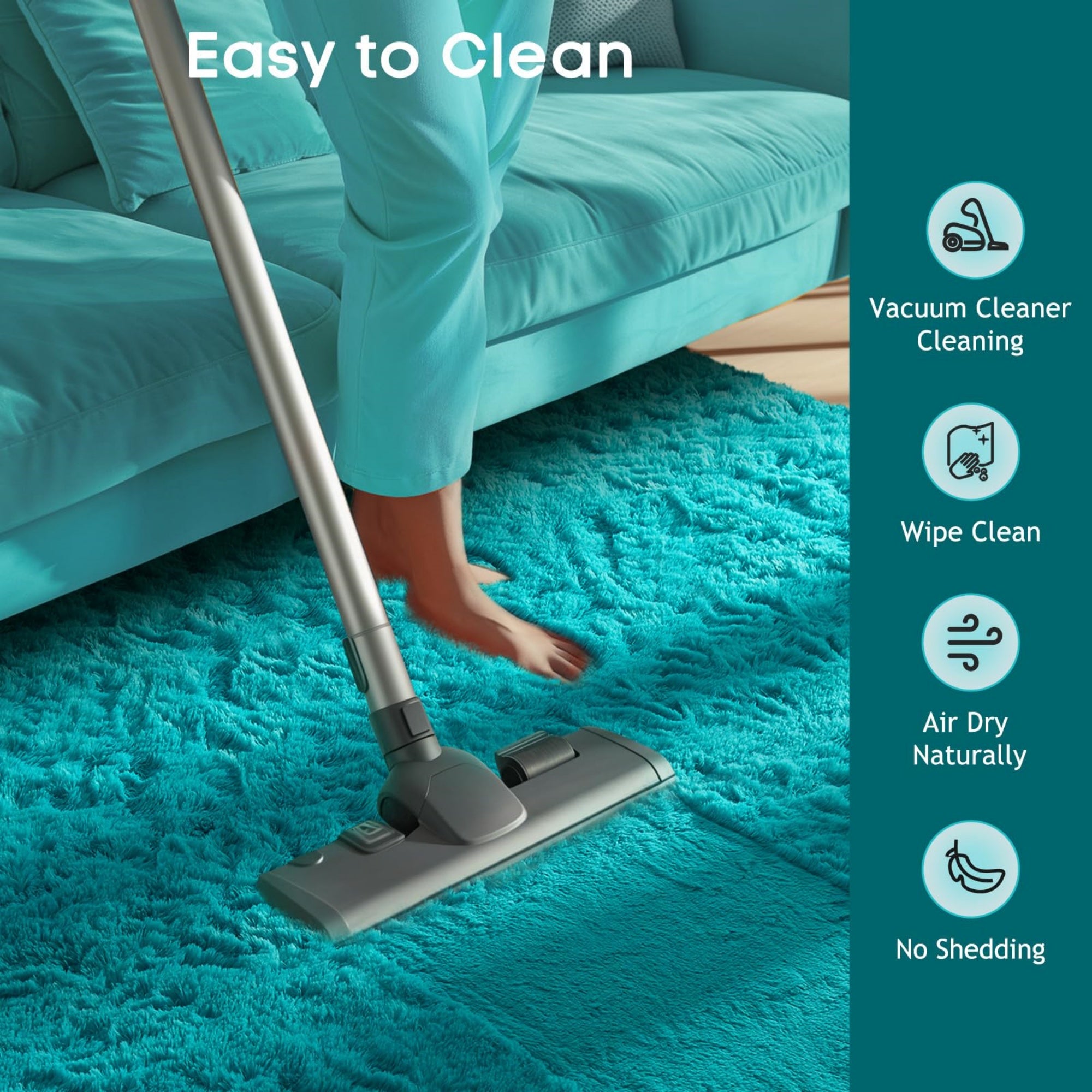 Ophanie 4x6 Area Rug Non Slip Plush Shag Bedroom Living Room Carpet Teal Soft Fluffy Floor Rug-zoom-6