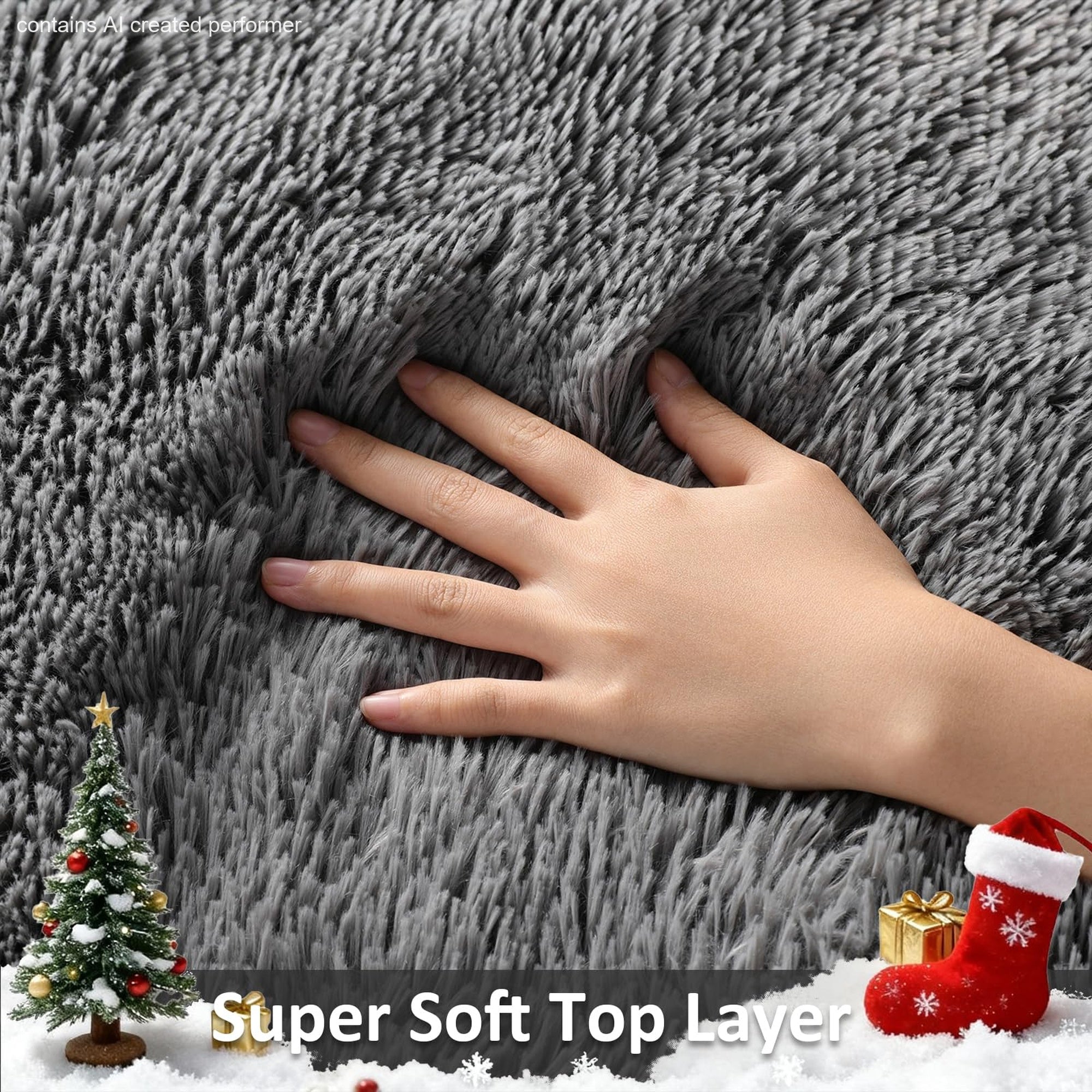 Ophanie 2x3 Small Area Rug Non Slip Plush Entryway Bedroom Rug Grey Soft Fluffy Throw Carpet-zoom-9