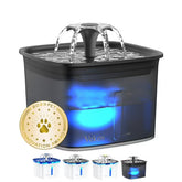 Veken Innovation Award Winner 95oz/2.8L Pet Fountain, Automatic Cat Water Fountain Dog Water Dispenser with Replacement Filters for Cats, Dogs, Multiple Pets (Space Black, Plastic) - aborderproducts