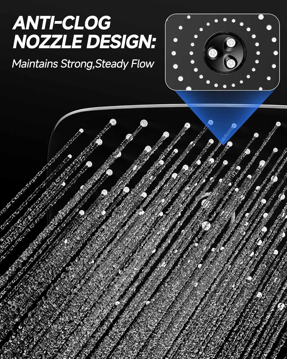 Veken | Rain Shower Head | Matte Black | 2.5gpm - aborderproducts