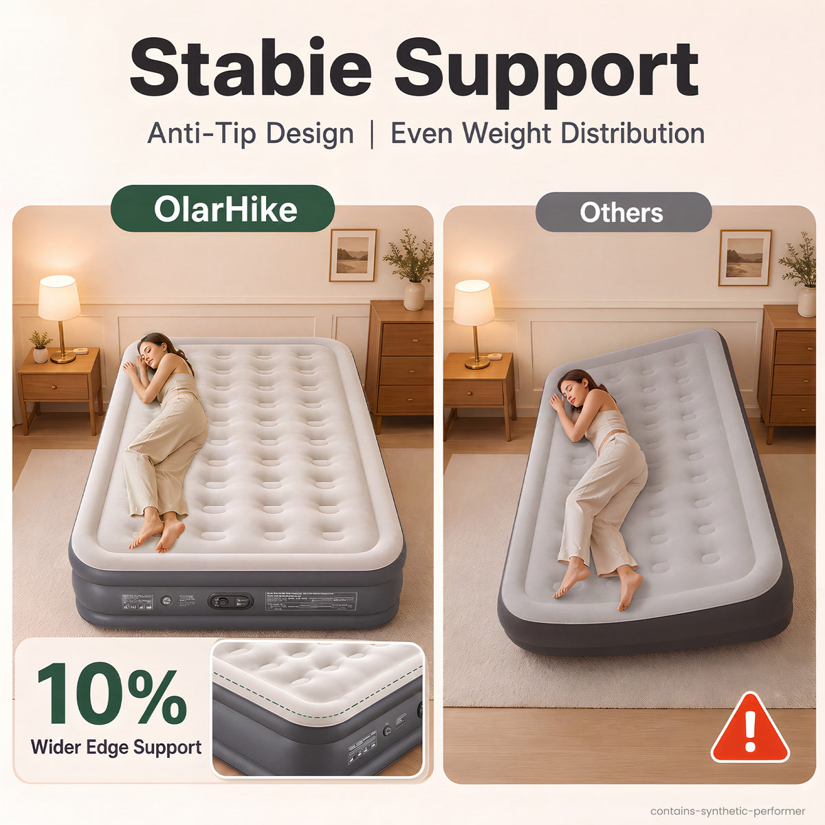 OlarHike Full Air Mattress Built-in Pump，20" Air Bed for Home,600LBS-zoom-6