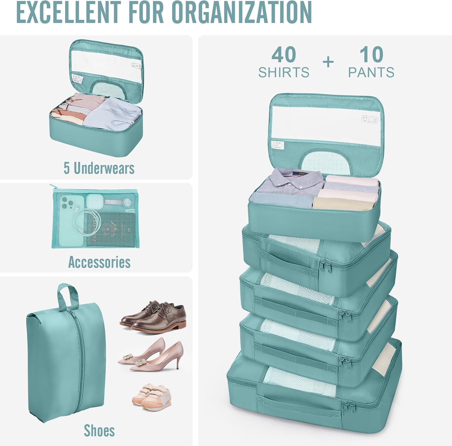 Veken | 10 Set | Packing Cube | Navy Gray - aborderproducts