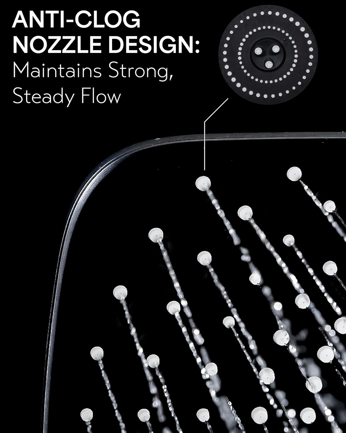 Veken Rain Shower Head,12 Inch Large Rainfall Showerhead-Matte Black - aborderproducts