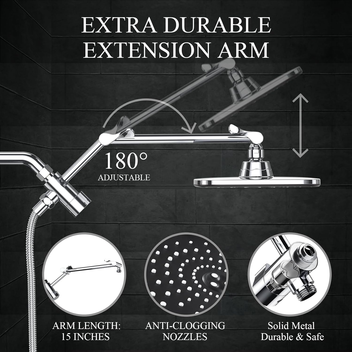 Veken | Shower Head Combo | 11.8 Inch | 1.8gpm | Chrome