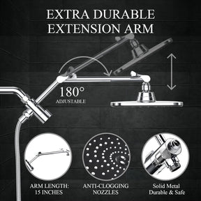 Veken | Shower Head Combo | 11.8 Inch | 1.8gpm | Chrome