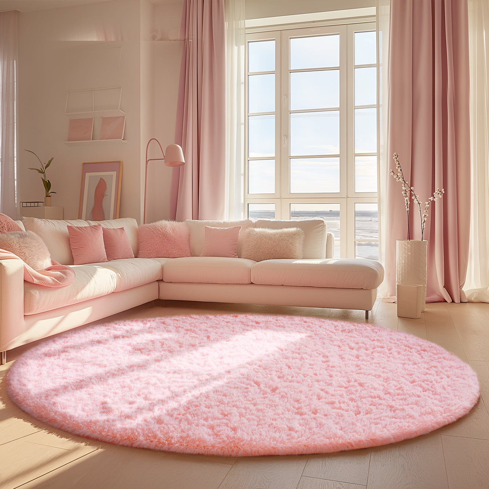 Ophanie | Round Rug | 8 Ft |  Pink - aborderproducts