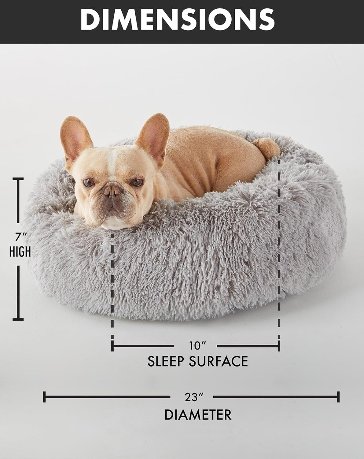 Calming Donut Bed for Dogs and Cats| Medium (23 x 23 x 7 Inch))|Light Gray|OhGeni - aborderproducts