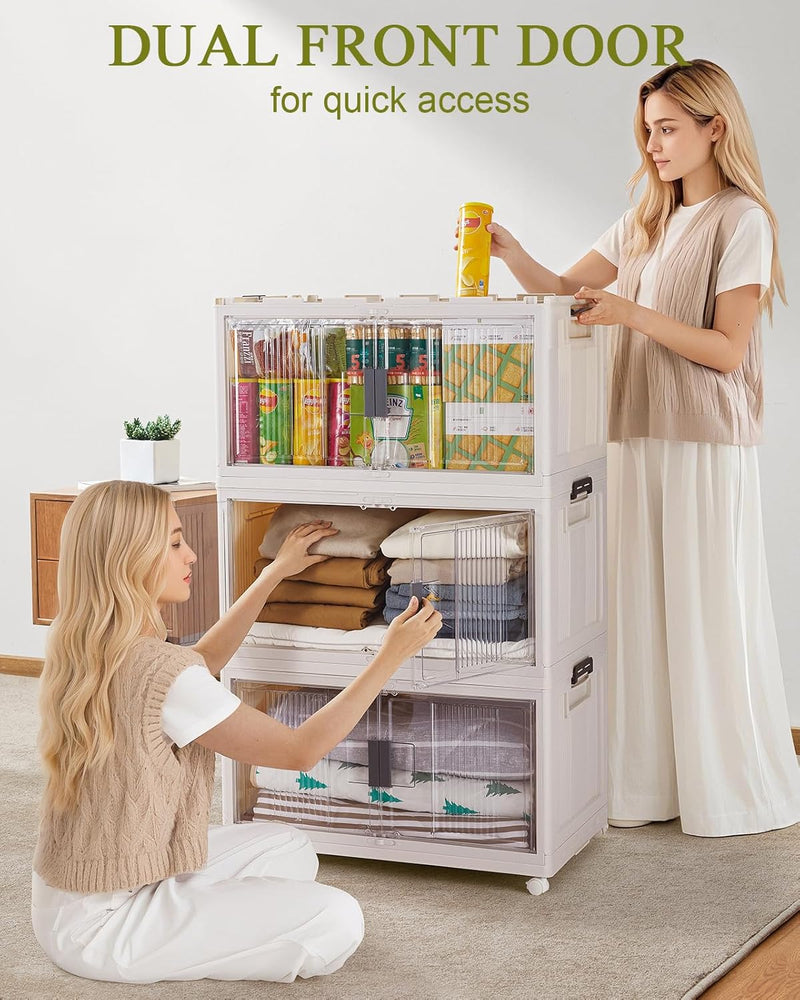 OlarHike | 97QT | Stackable Storage Bins | 5 Pack | Warm Gray-zoom-