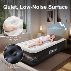 OhGeni | Air Mattress | Twin | 18 Raised  | Black - aborderproducts