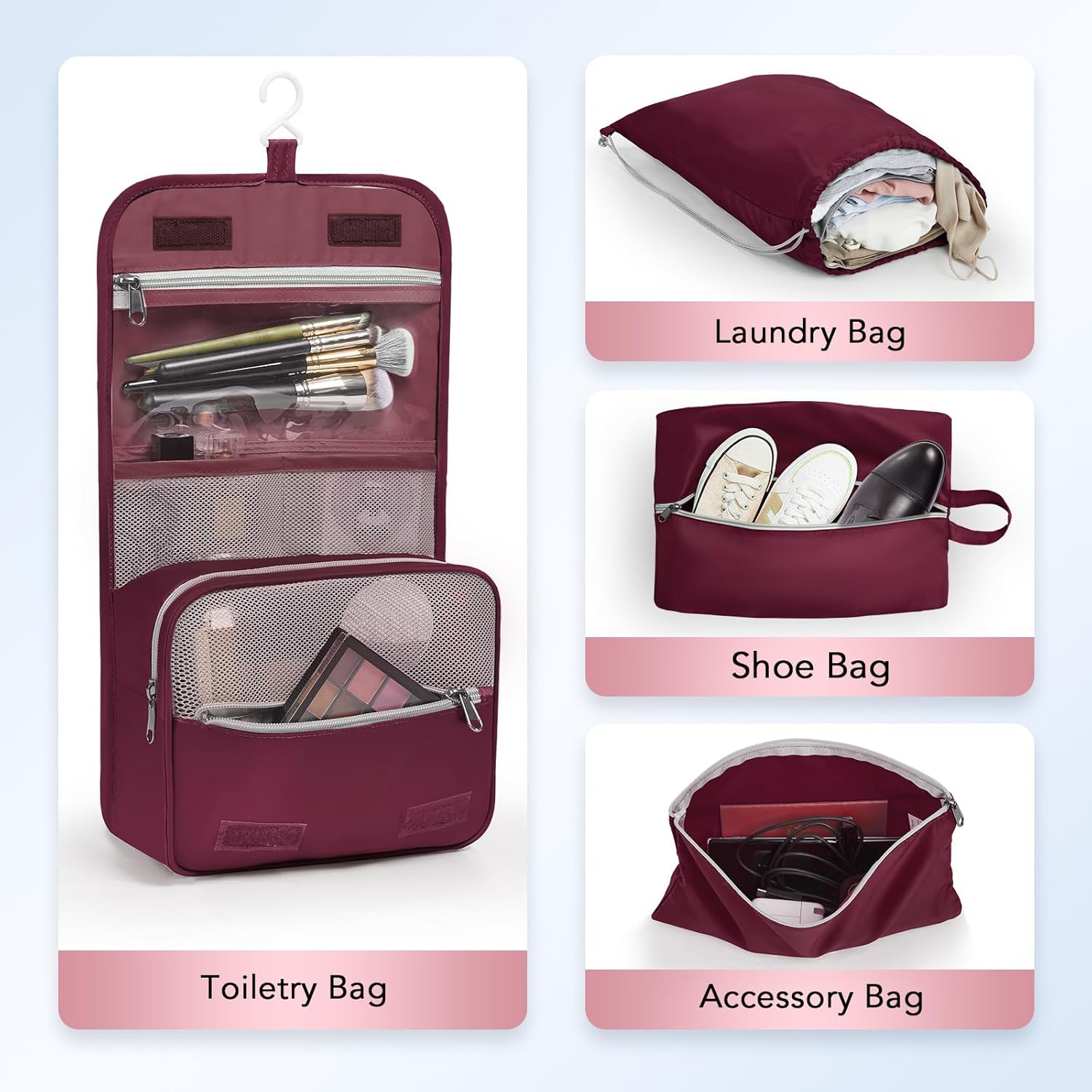 OlarHike | Compression Packing Cubes | 10 Sets | Burgundy - aborderproducts
