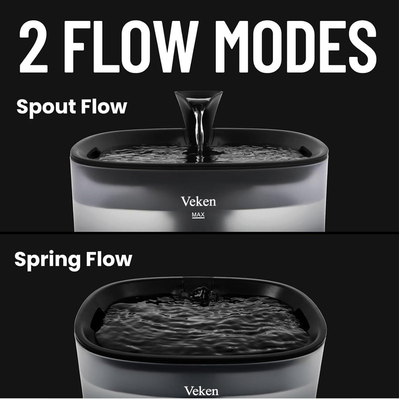 Veken| Cat Water Fountain | Detachable | 84oz/2.5L | Black-zoom-