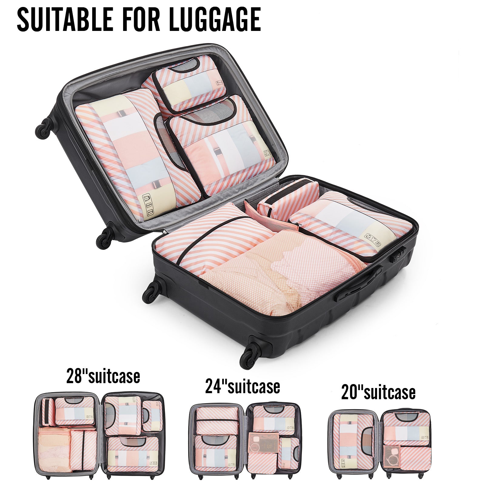 Veken 10 Set Packing Cubes for Travel Essential, Suitcase Organizer Bags in 4 Sizes, Carry-On Luggage Accessories with Large Laundry & Hanging Toiletry Bag, Must-Have for Airplane, Road Trip & Camping-zoom-5
