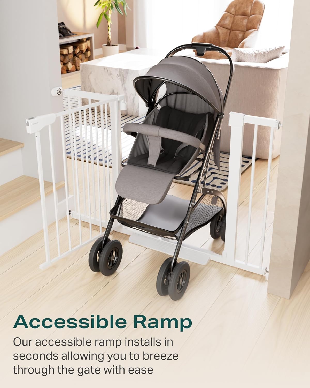 CUMBOR | SAFETY GATE | 29.7-46"W x 30.5"H | Pack of 2 | WHITE - aborderproducts