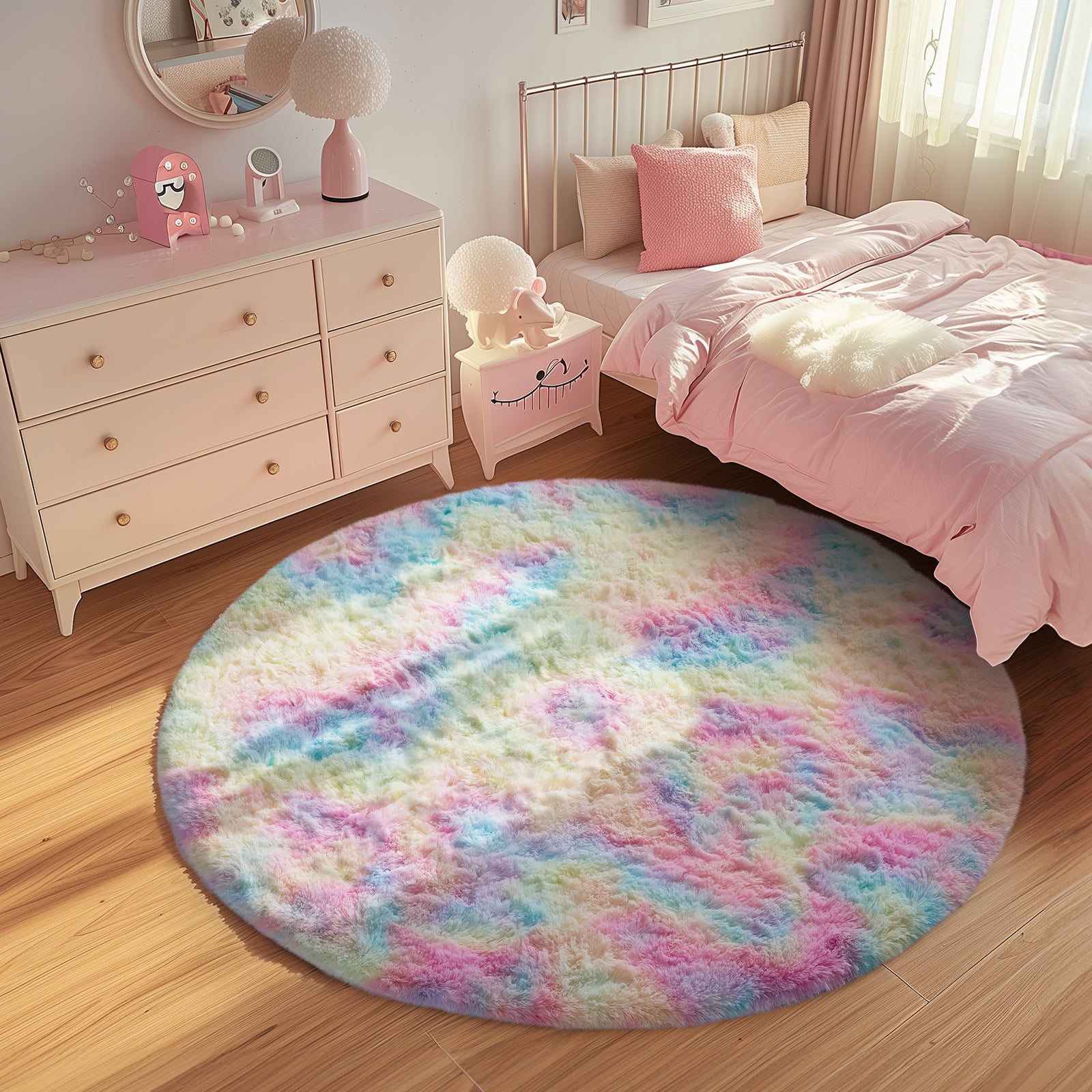 Ophanie | Round Rug | 5 Ft  | Rainbow - aborderproducts