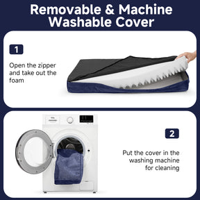 OhGeni | Orthopedic Waterproof & Machine Washable Dog Bed | 41 Inches | Navy