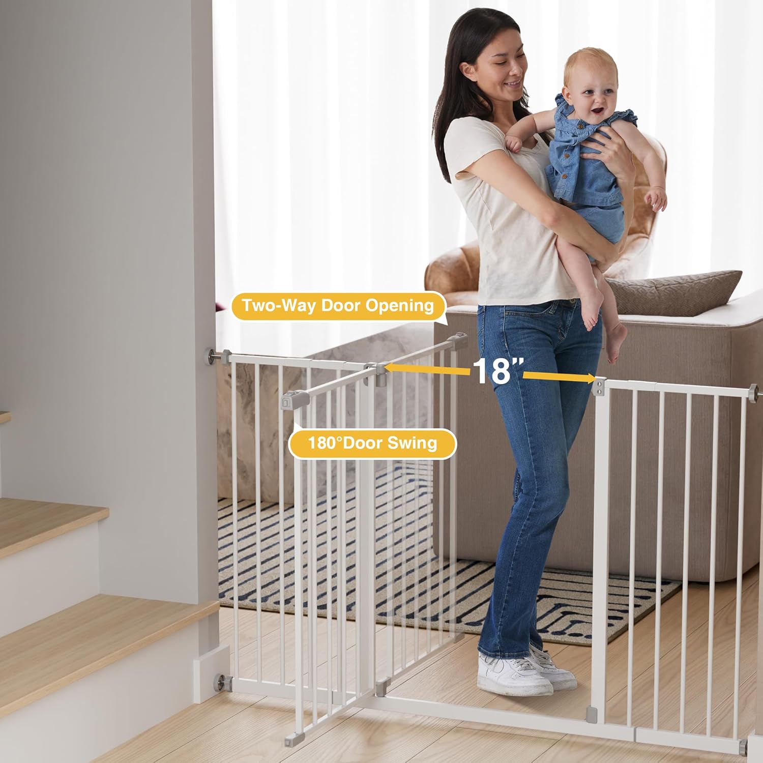 InnoTruth | Baby Gate | 28.9-49" W x 30" H | White - aborderproducts