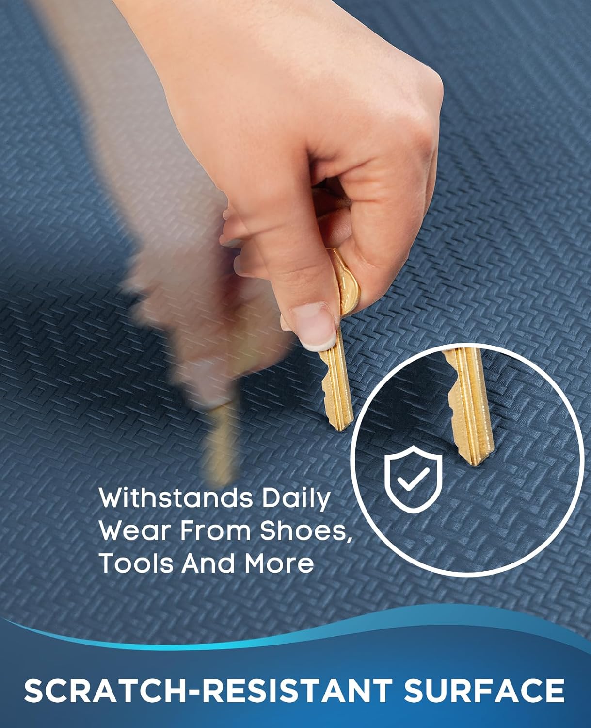 Ophanie | Anti Fatigue Standing Cushioned Mat | 24'' x 70'' | Blue - aborderproducts