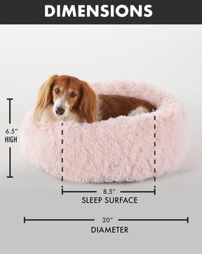 Calming Donut Bed for Dogs and Cats| Small (20 x 20 x 6.5 Inch)|Pink|OhGeni - aborderproducts