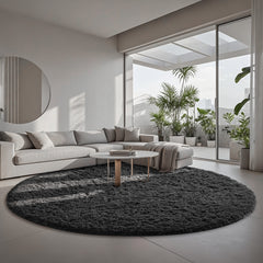Ophanie | Round Rug | 8 Ft | Black - aborderproducts