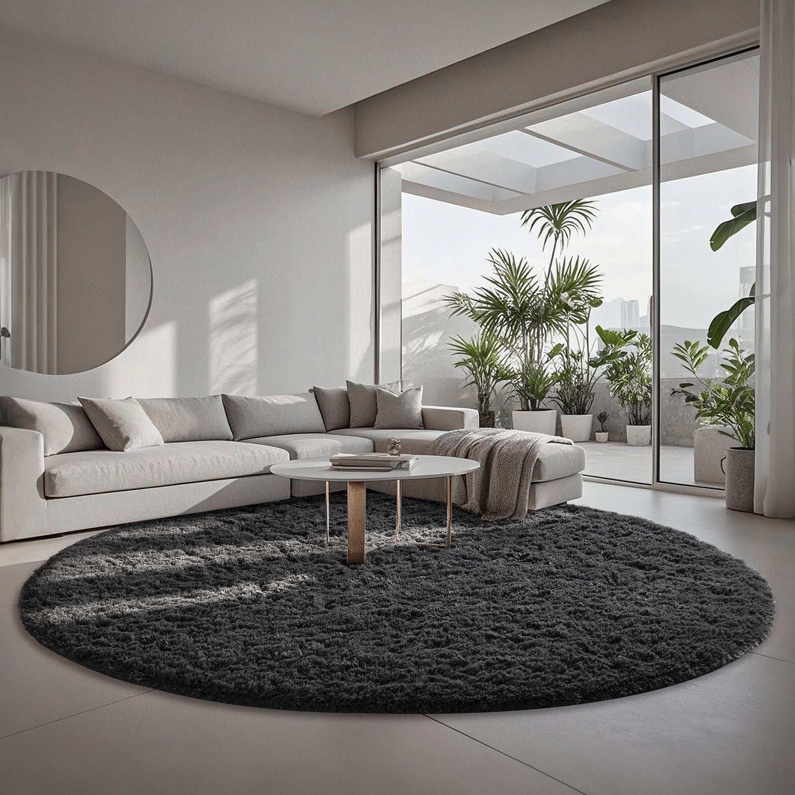 Ophanie | Round Rug | 8 Ft | Black - aborderproducts