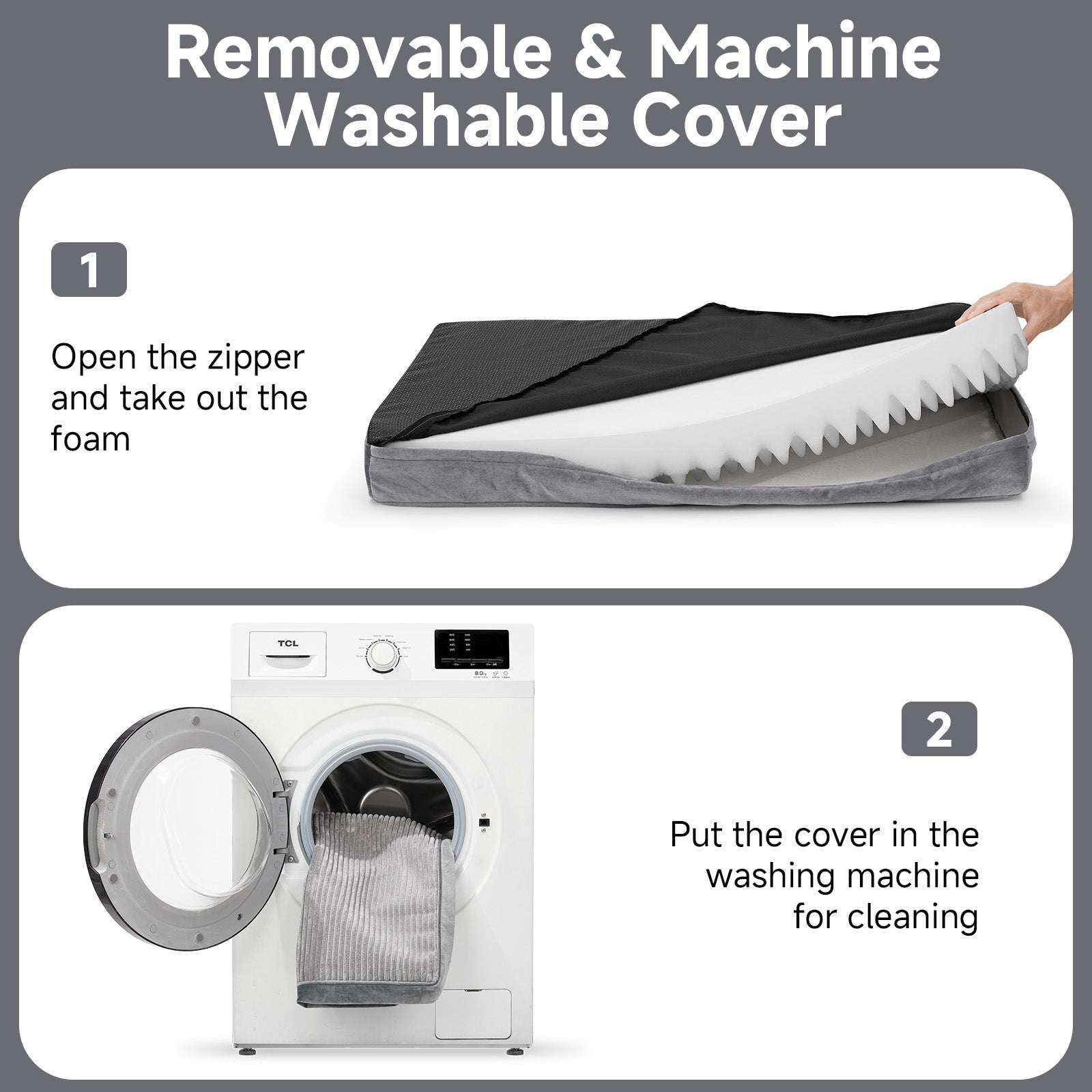 OhGeni | Flat Dog Bed | 35" | Gray - aborderproducts