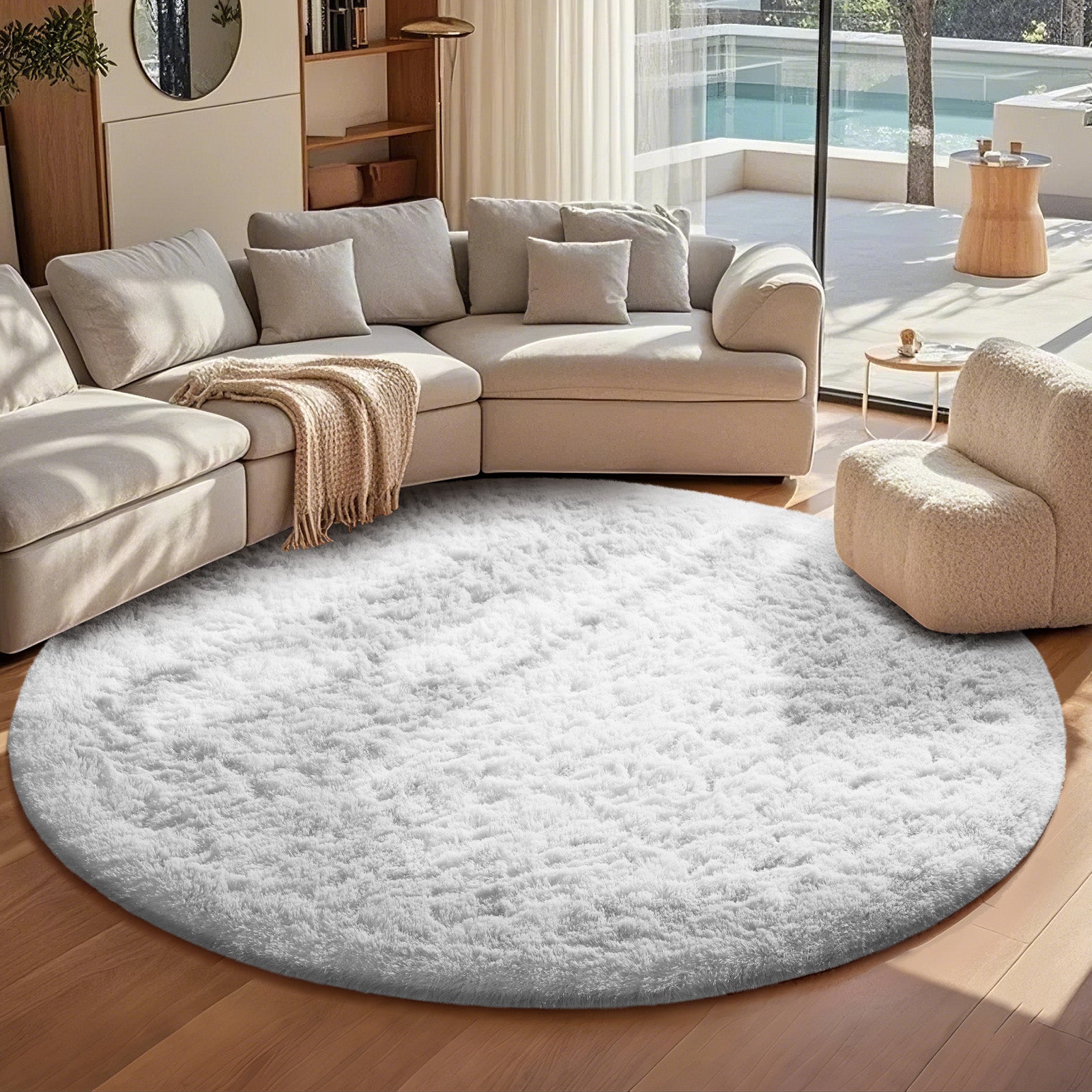 Ophanie | Round Rug | 8 Ft | White - aborderproducts
