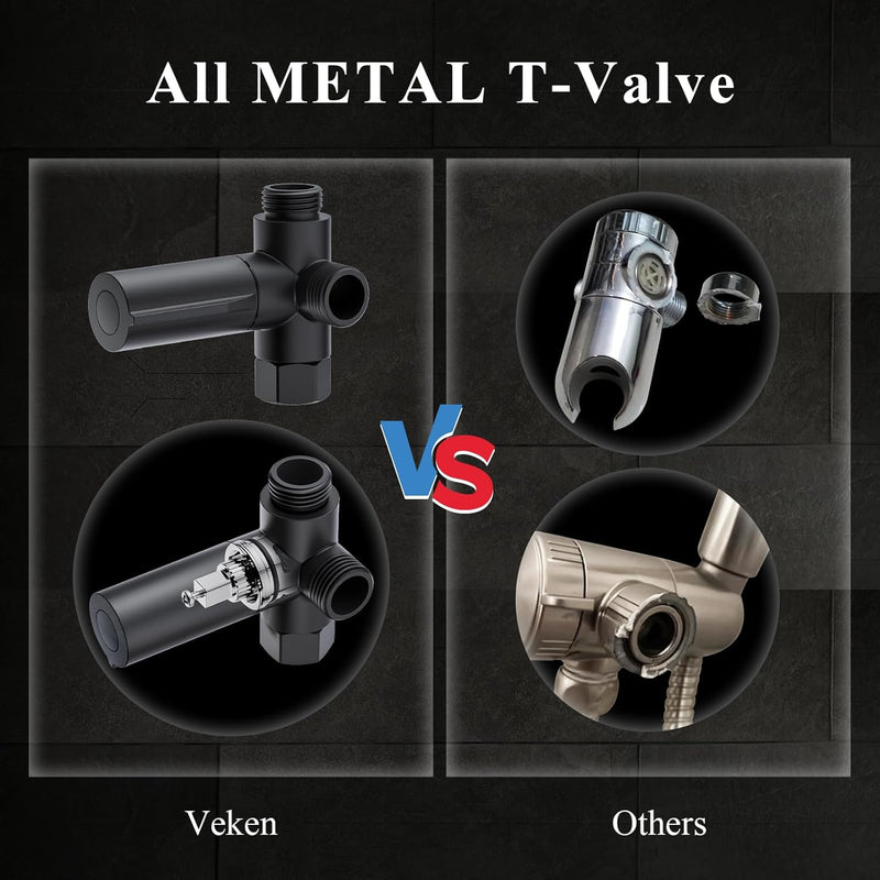 Veken | Shower Head | 9 Inch | Combo | Wide Square | Black-zoom-