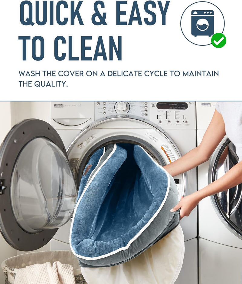 OhGeni | Orthopedic Dog Bed | Large (35 x 28 x 6 Inch) | Washed Blue-zoom-