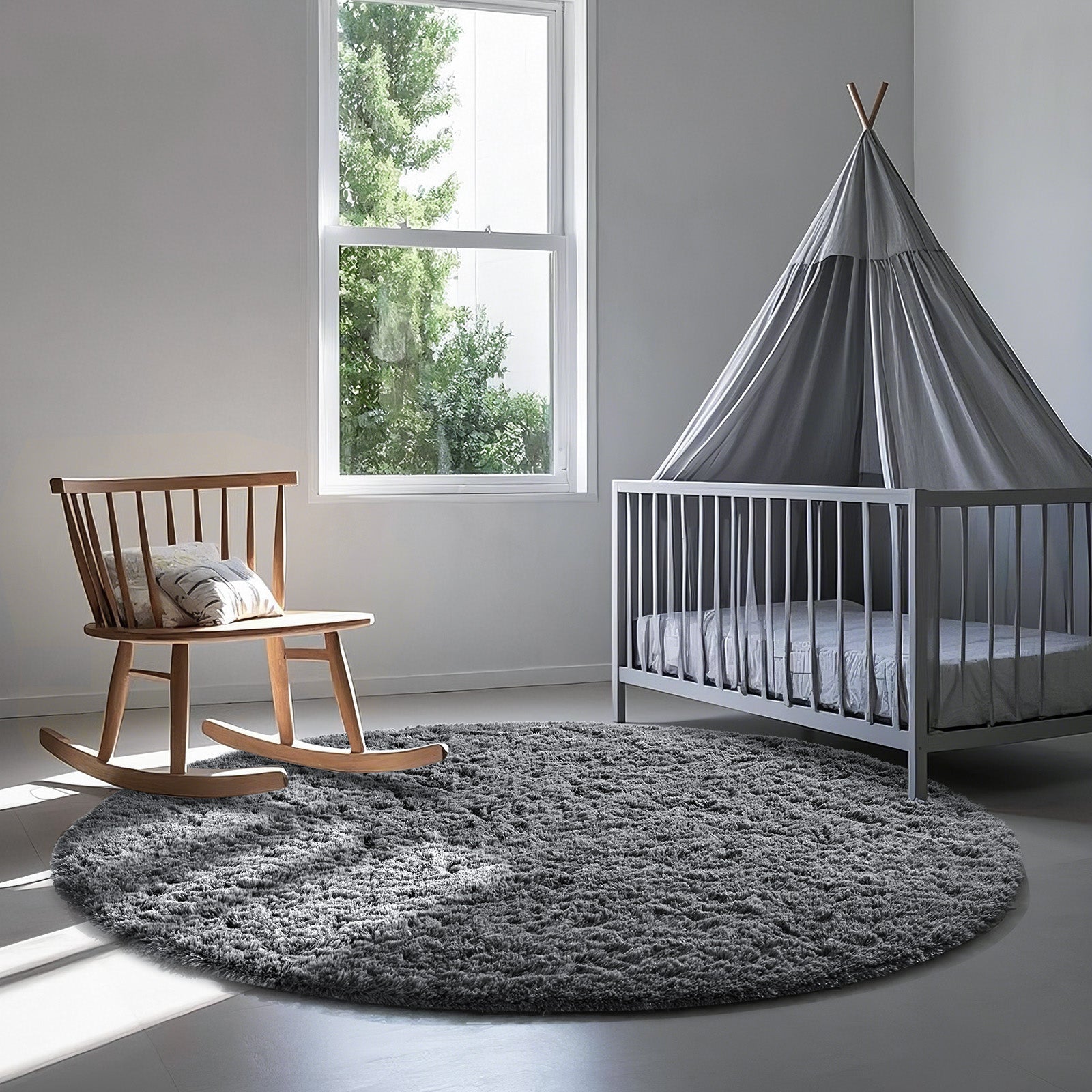 Ophanie | Round Rug | 5 Ft | Grey - aborderproducts