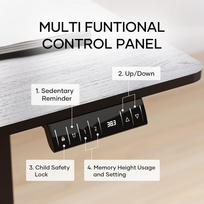 Veken | Electric Standing Desk | 48 Inch | Black-zoom-