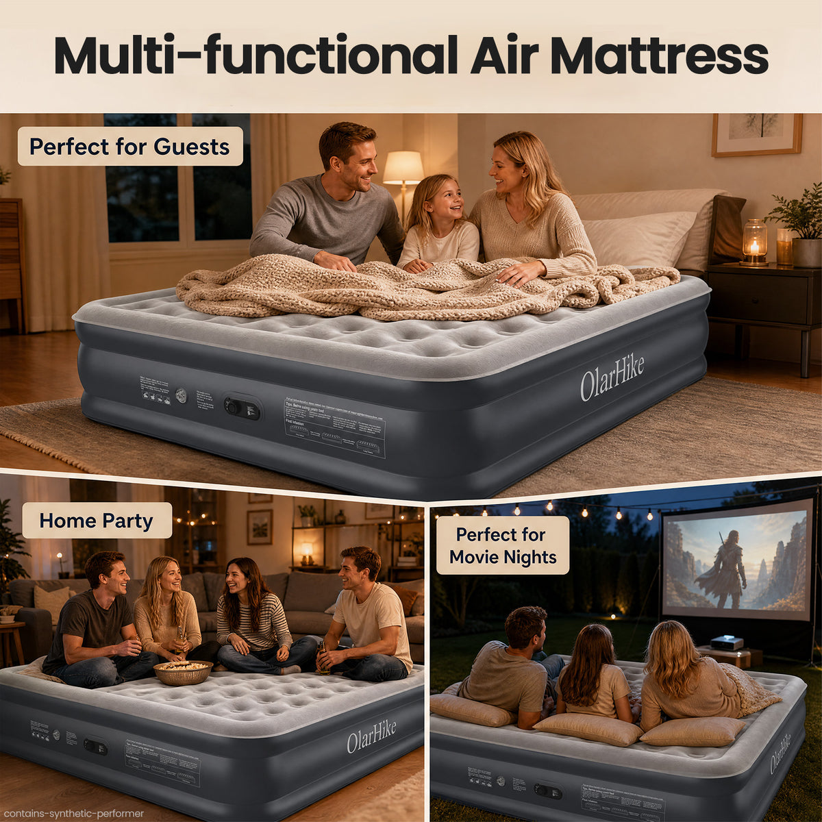 OlarHike 20" H King Air Mattress with Built in Pump,Inflatable Bed, 850lb-6