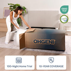 OhGeni | Hybrid Mattress | 14 Inch | Queen  | Black - aborderproducts