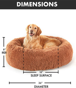 Calming Donut Bed for Dogs and Cats| X-Large (36 x 36 x 8 Inch)|Ocher|OhGeni - aborderproducts