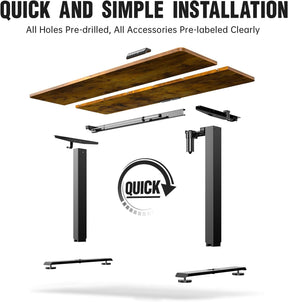 Veken | A2 Electric Standing Desk |  55 Inch | Brown - aborderproducts