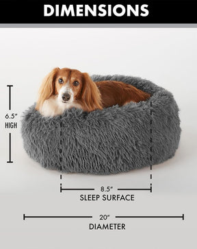 Calming Donut Bed for Dogs and Cats| Small (20 x 20 x 6.5 Inch)|Dark Gray|OhGeni - aborderproducts