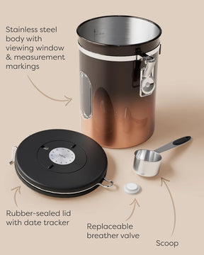 Coffee Canister|22OZ|Copper|Veken - aborderproducts