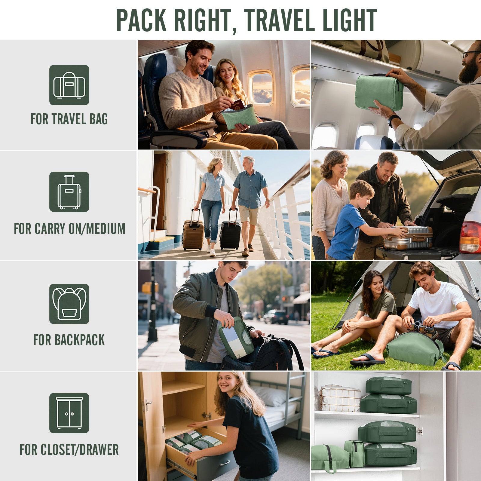 Veken 8 Set Packing Cubes for Travel Essentials, Suitcase Organizer Bags in 4 Sizes, Carry-On Luggage Accessories with Large Laundry & Hanging Toiletry Bag, Must-Have for Airplane, Road Trip & Camping-6