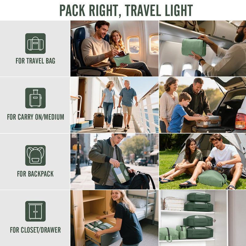 Veken 8 Set Packing Cubes for Travel Essentials, Suitcase Organizer Bags in 4 Sizes, Carry-On Luggage Accessories with Large Laundry & Hanging Toiletry Bag, Must-Have for Airplane, Road Trip & Camping-zoom-