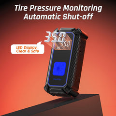 OlarHike Cordless Electric Tire Inflator Portable Air Compressor, Auto Air Pump for Car Tires,SUV,Bicycle, Bike,motorcycle,ball, Tire Inflator with Digital Pressure Gauge, Smart Pump with LED Light, Blue - aborderproducts