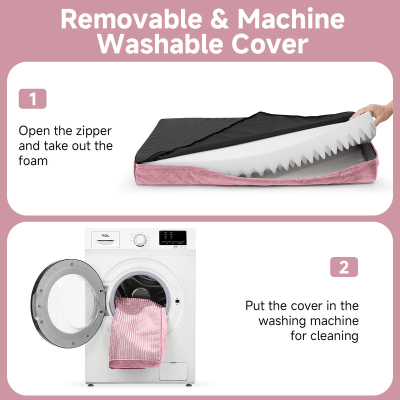 OhGeni | Orthopedic Waterproof & Machine Washable Dog Bed | 36 Inches | Pink-zoom-