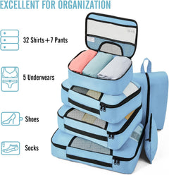Veken | Packing Cubes | 8 Set | Light Blue - aborderproducts