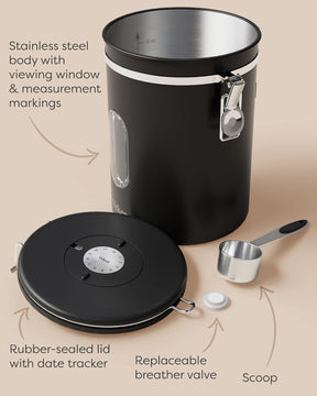 Coffee Canister|38OZ|Black|Veken - aborderproducts