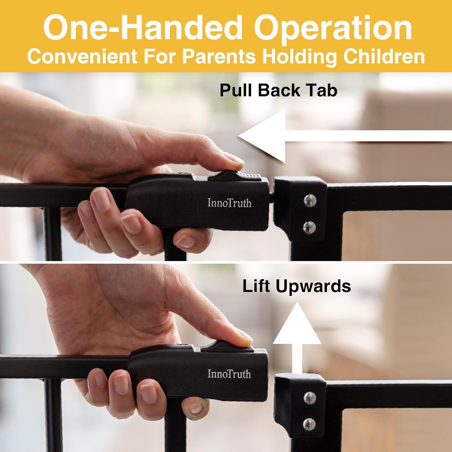 InnoTruth 28.9-49" Baby Gate for Stairs, 30" Tall Extra Wide Pet Gates for Doorways One-Hand Opening, Easy Walk Thru Dual Lock Dog Gates for the House, Hallways, Rooms, Easy Install Toddler Gate,Black (Copy) - aborderproducts