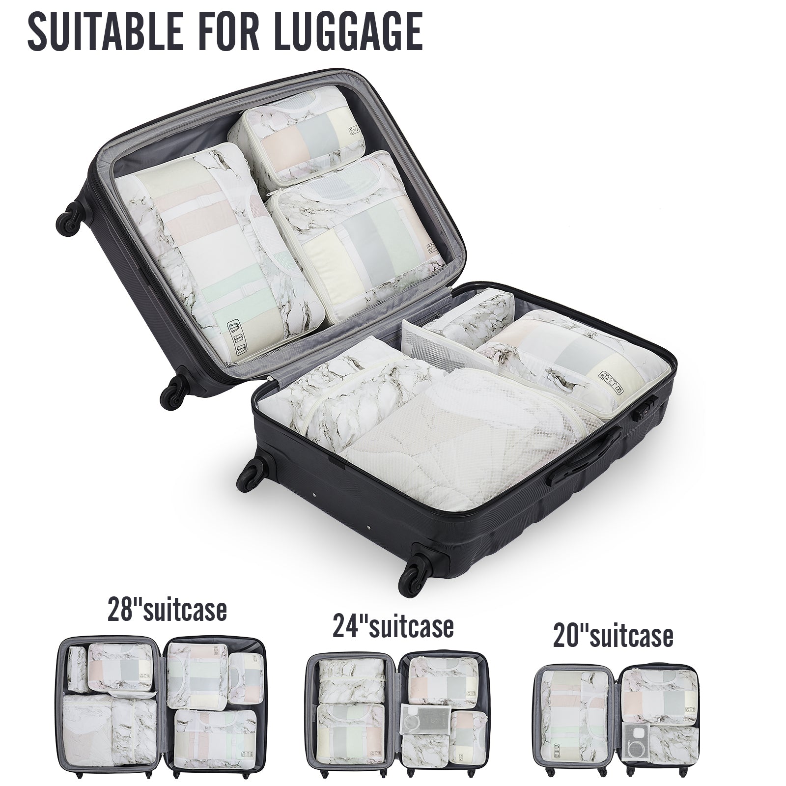 Veken 10 Set Packing Cubes for Travel Essential, Suitcase Organizer Bags in 4 Sizes, Carry-On Luggage Accessories with Large Laundry & Hanging Toiletry Bag, Must-Have for Airplane, Road Trip & Camping-6
