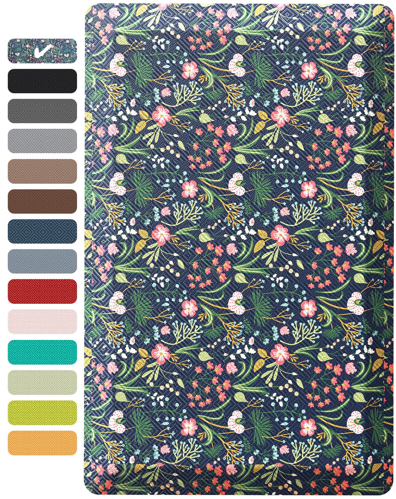Ophanie Kitchen Mats for Floor, 3/4 inch Thick, 20x32 Anti Fatigue Cushioned Mat, Kitchen Rugs, Waterproof, Comfort Ergonomic Standing Mat for Office, Home, Sink, Blue Flower Non-Slip Ridged Bottom