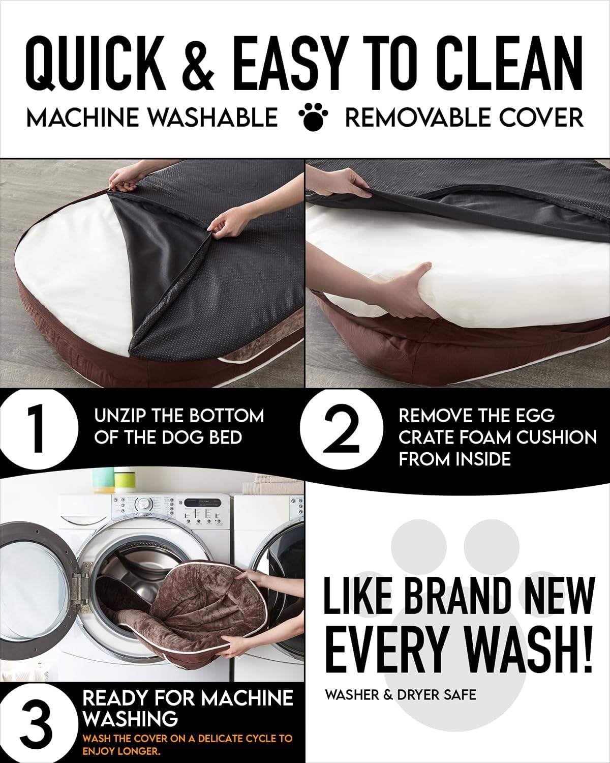 Orthopedic Dog Bed| X-Large (42 x 31 x 7 Inch)|Brown|OhGeni - aborderproducts