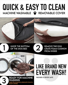 Orthopedic Dog Bed| X-Large (42 x 31 x 7 Inch)|Brown|OhGeni - aborderproducts