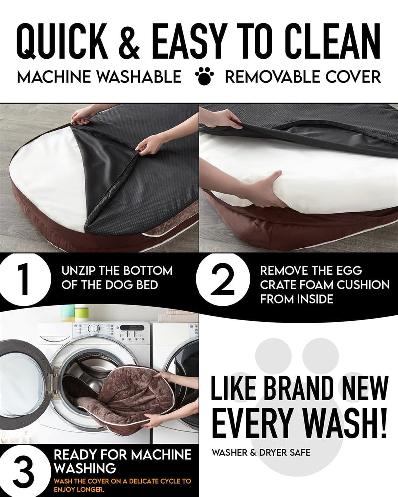 Orthopedic Dog Bed| X-Large (42 x 31 x 7 Inch)|Brown|OhGeni-zoom-